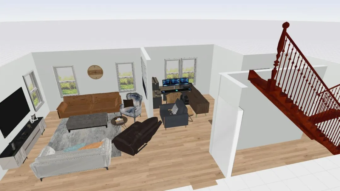 Copy Living room 11 add recliner 3d design renderings