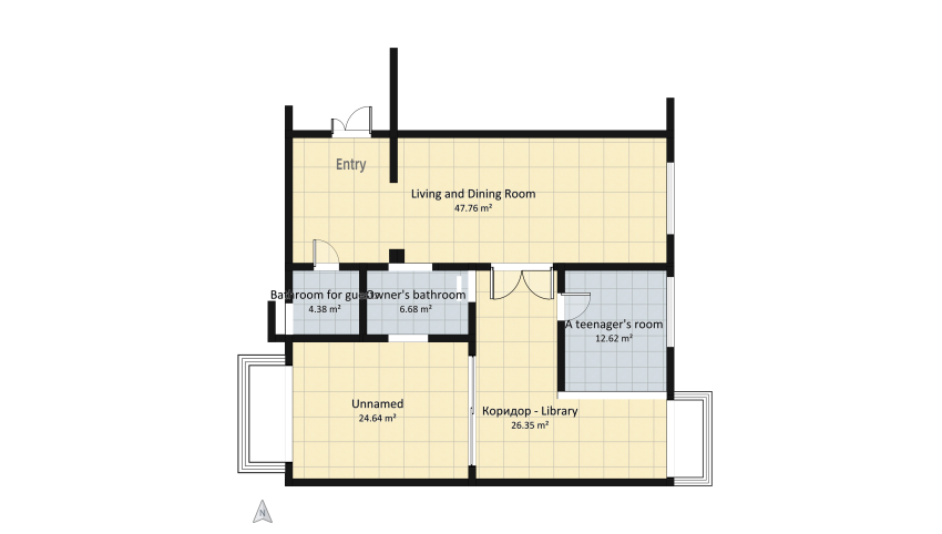 3-room apartment floor plan 122.42