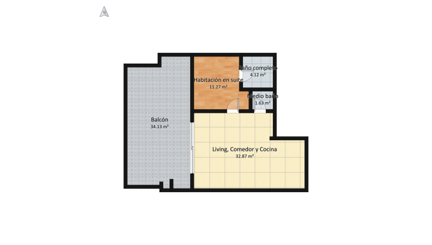 Departamento de Soltera floor plan 93.84