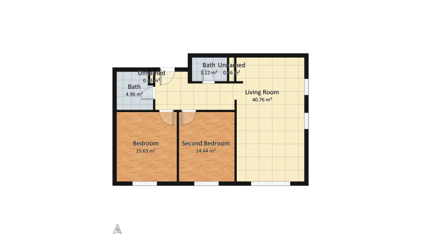 Contemporary Scandinavian Apartment floor plan 79.49