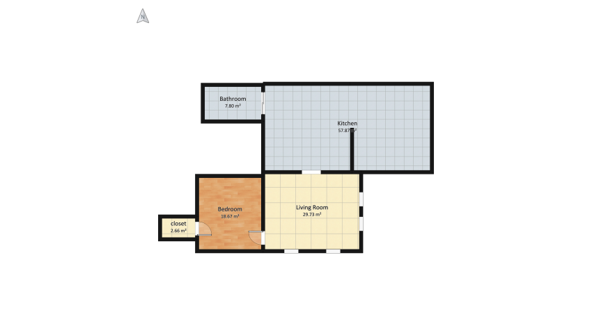 Bedroom and Bathroom floor plan 128.48