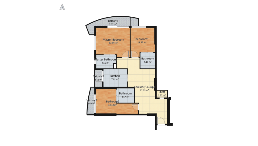 Apartment renovation floor plan 76.33