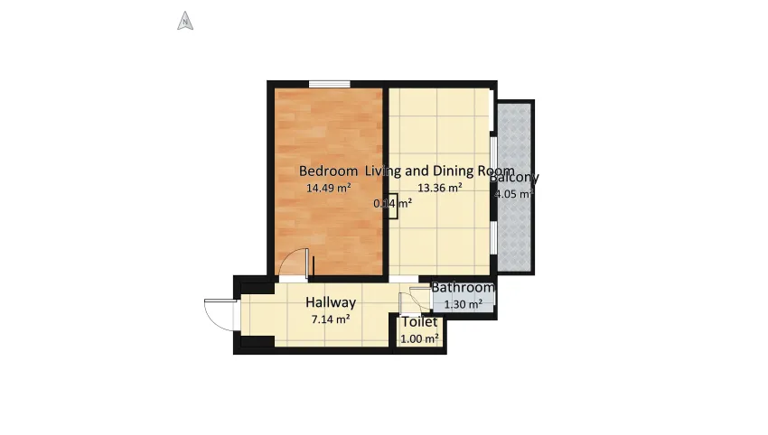 Copy 1 of Small apartment in Odessa #Pantone2021 floor plan 47.63