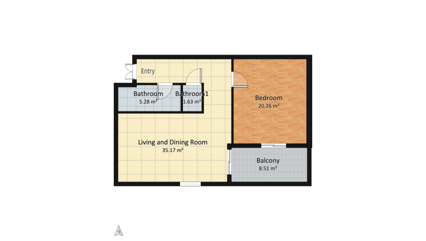 Small cozy apatment floor plan 70.86