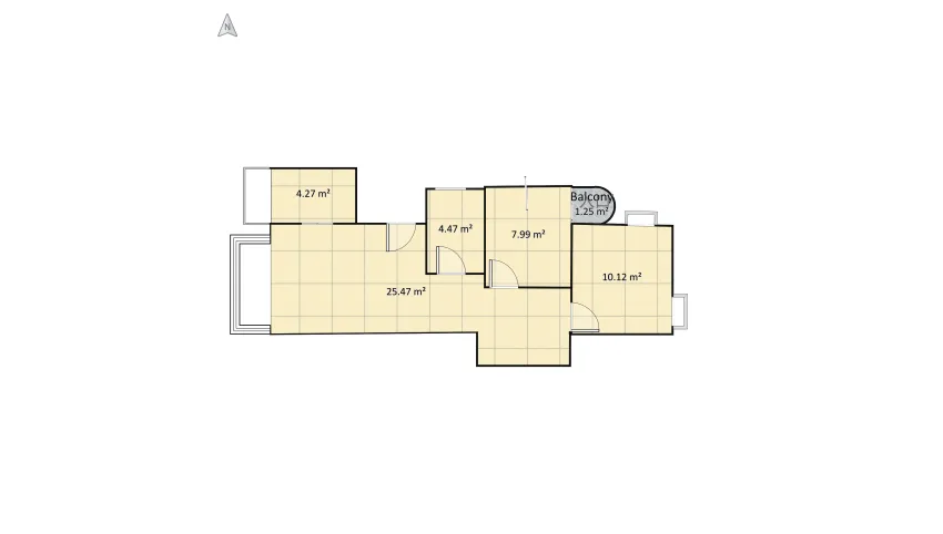AN apartment in bohemian decor floor plan 54.65