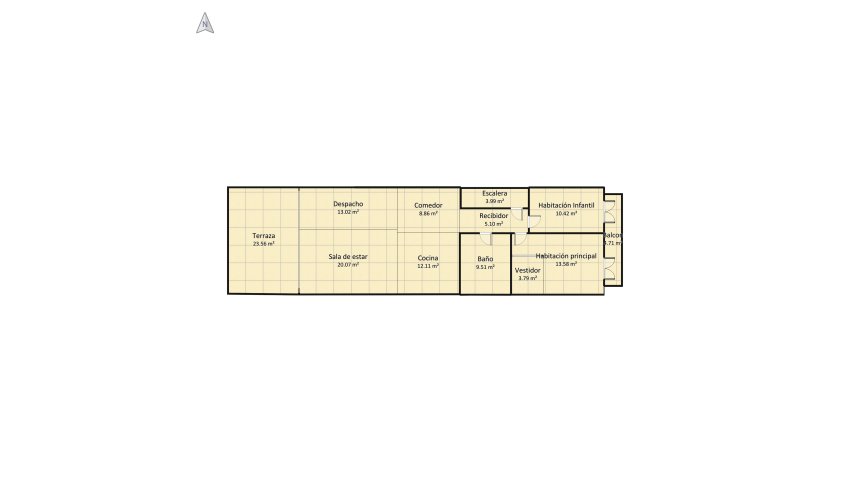 Diagrama de usos del Piso Familiar floor plan 134.05