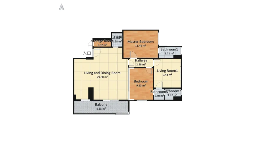 Home With Small TV floor plan 87.12