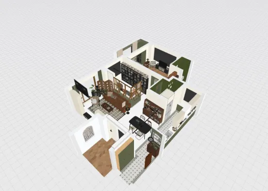 # Retro Green & Brown Apartment Визуализация дизайна
