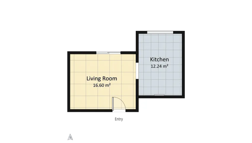 Living room, dining room and kitchen floor plan 28.85