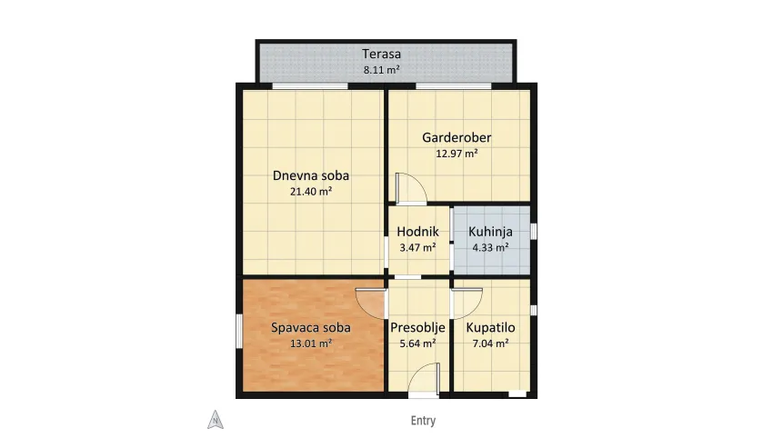 Apartment 75,99 m2 floor plan 75.99