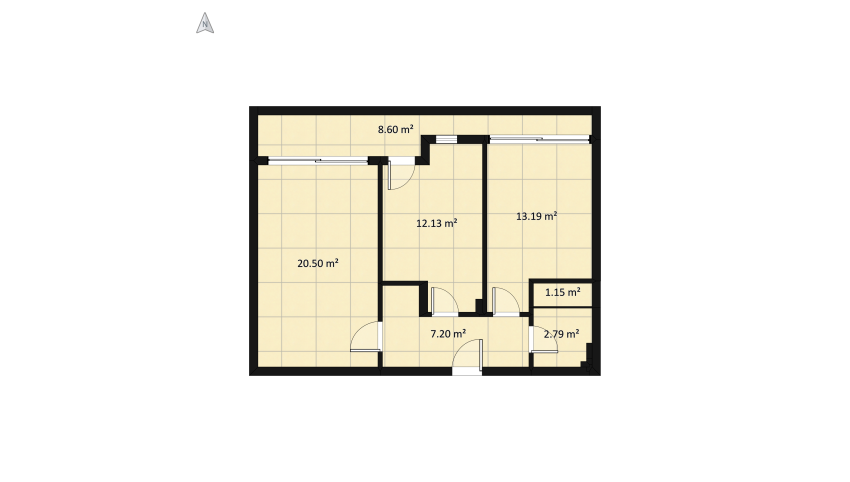 One bedroom apartment floor plan 76.92