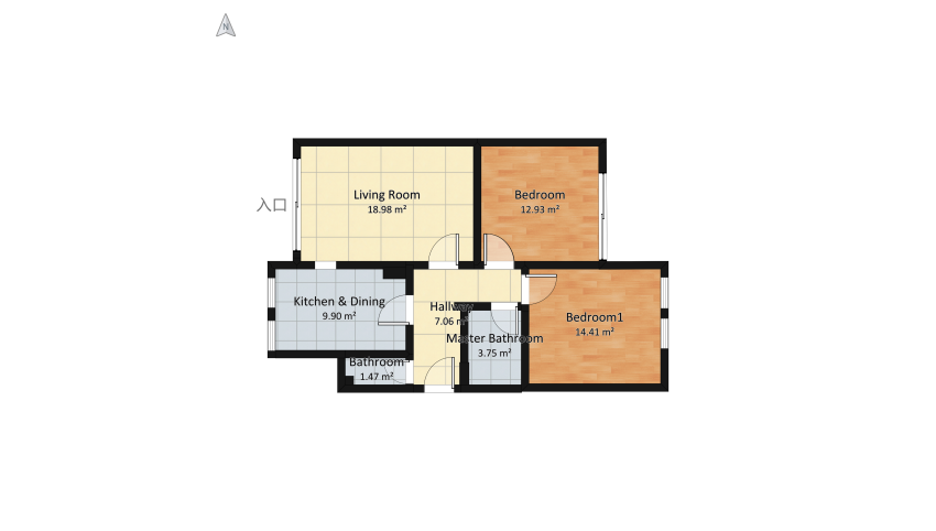 N apartment floor plan 79.8