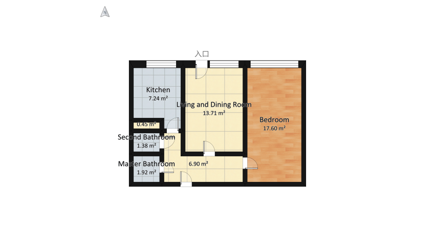 Simple Apartments for Parents, Minsk 48m2 floor plan 49.56