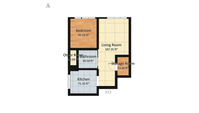 Tengah Grange 2 Room Type 2 with tv console floor plan 46.5