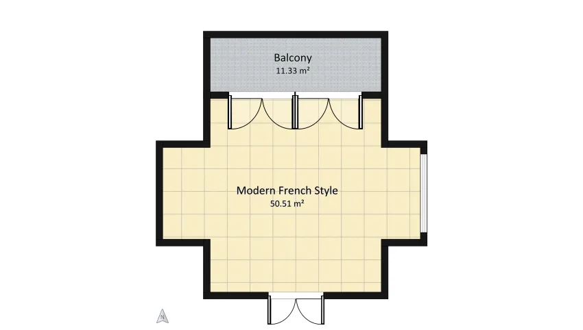 Modern French Interior floor plan 61.85