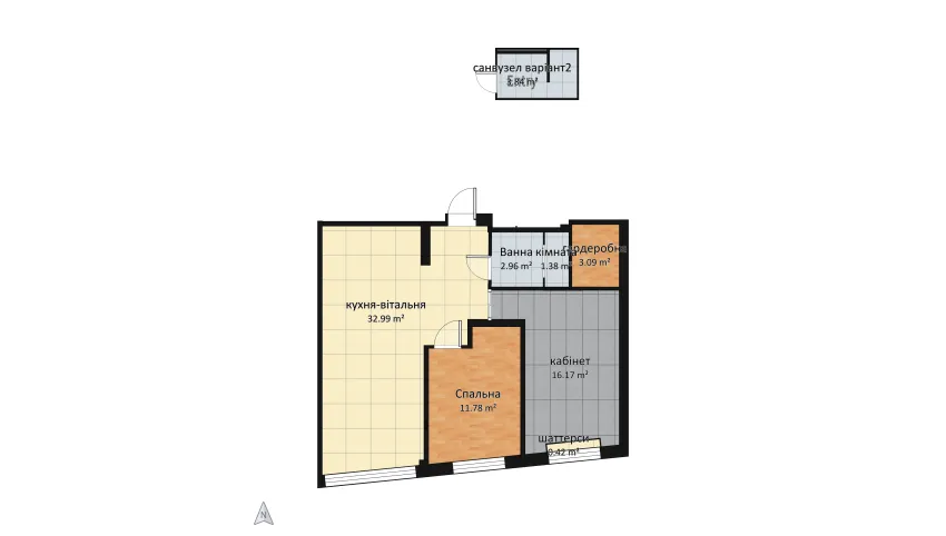 Lukianivka floor plan 69.01