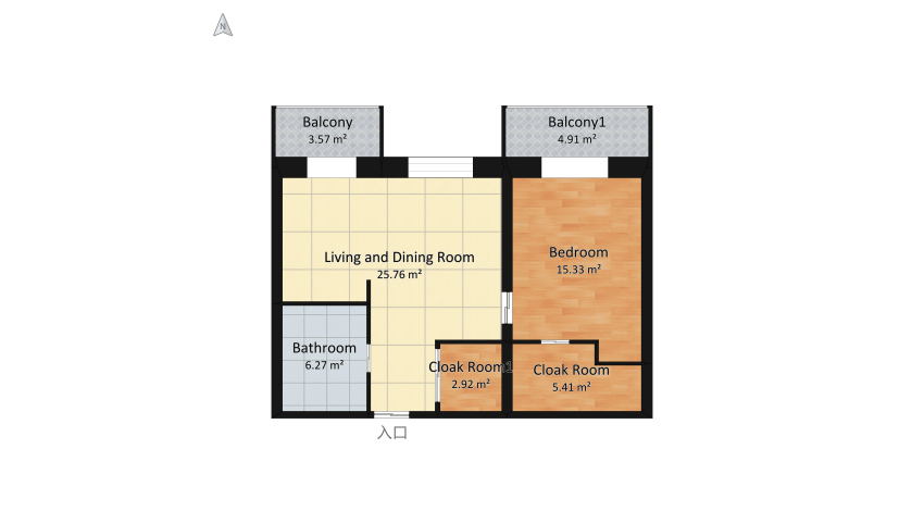 Studio apartment in a #modern style #Interior Design #Residential  floor plan 74.94