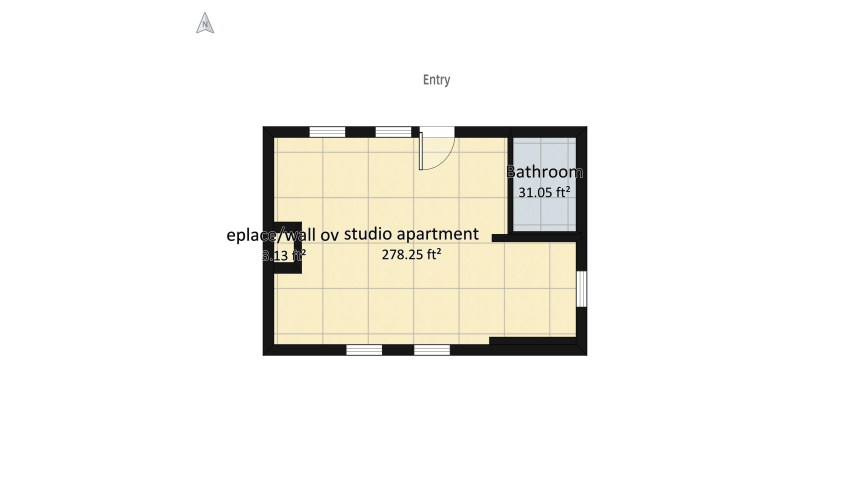 The ＂Helen Eileen＂II: 308 square feet studio flat floor plan 32.72