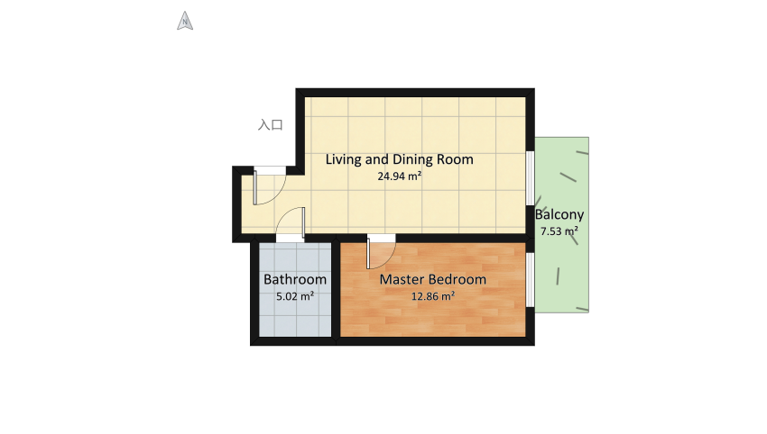 Small apartment floor plan 59.47