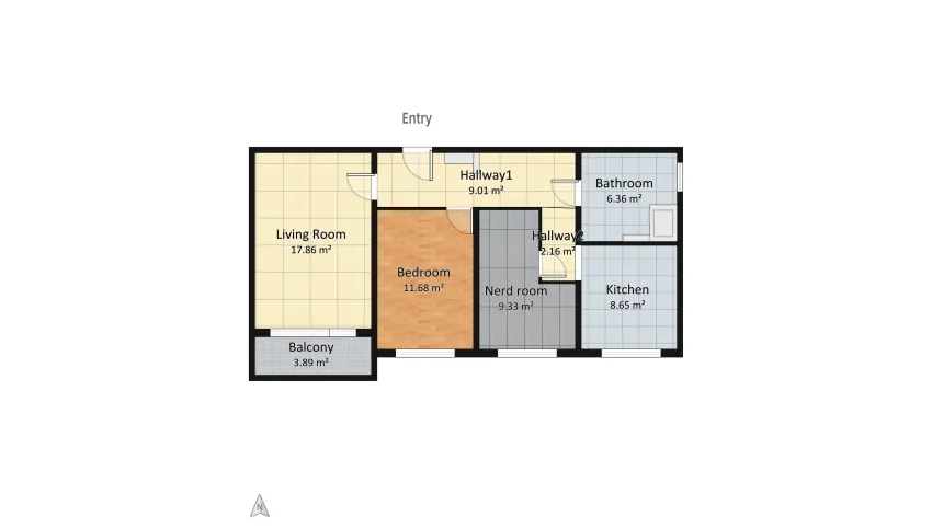 Cozy Living room floor plan 68.73