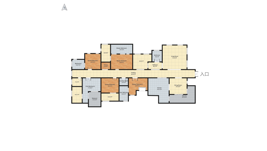 five bedroom narrow house floor plan 528.94