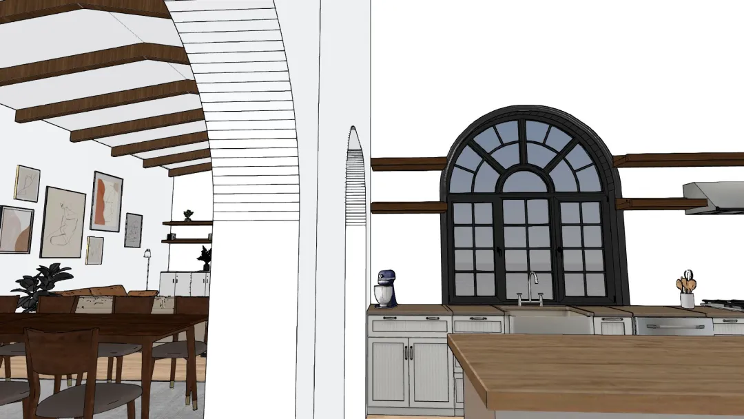 Modern Bohemian Farmhouse 3d design renderings
