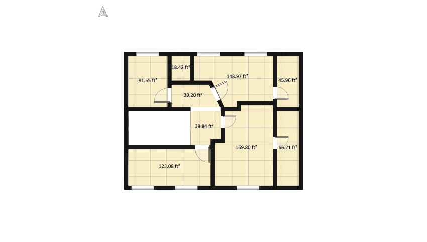 60%  north to fireplace floor plan 448.74