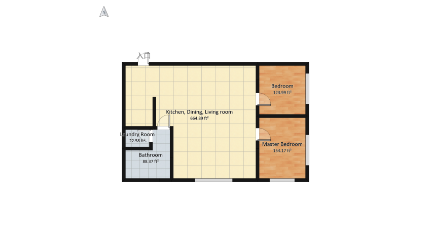 Small industrial apartment floor plan 108.65