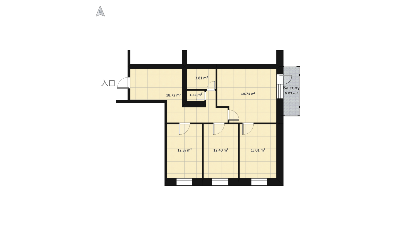 Проект 5 3-х комн. квартира в МКД floor plan 116.38
