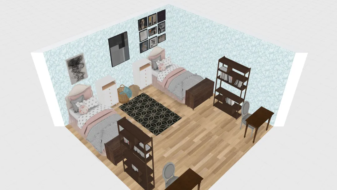 Cora and I's Dorm Room 3d design renderings