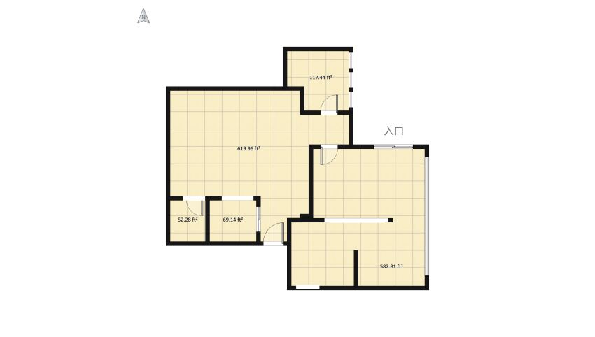 MCM Inspired Downtown Apartment floor plan 592.49