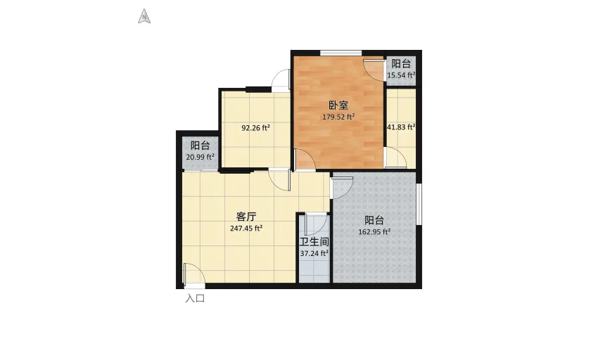Room 1- Classic Black and White floor plan 81.88