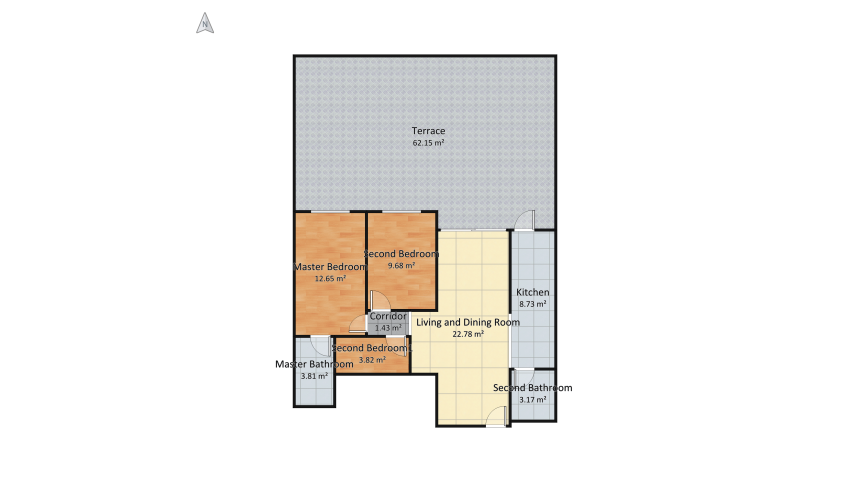 Living Room and Kitchen Botafogo 2021 floor plan 134.59