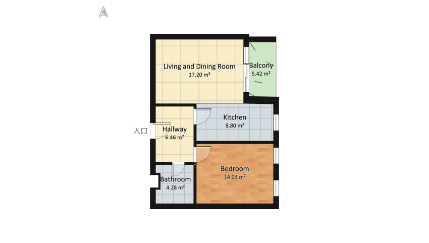 Apartament Qualis floor plan 55.37