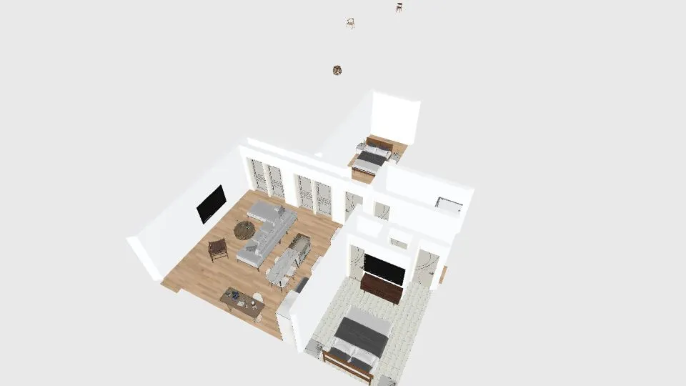 Ohana no staircase w/2nd bdrm in loft over kitchen 3d design renderings
