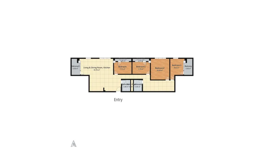 Alek's residential apartment floor plan 115.44