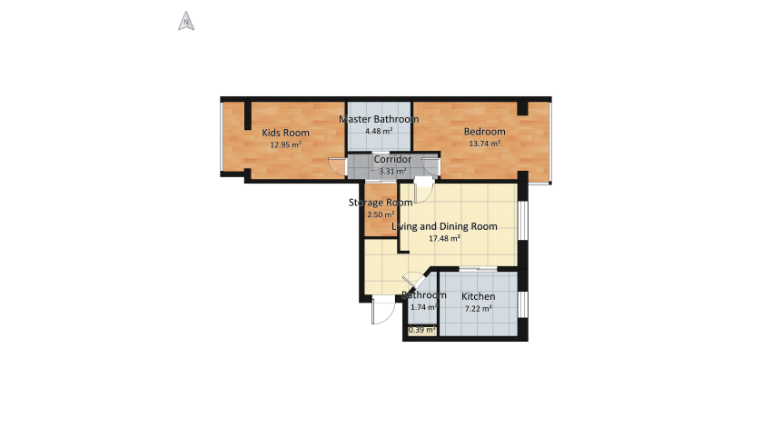 Apartment (modern style) floor plan 72.42