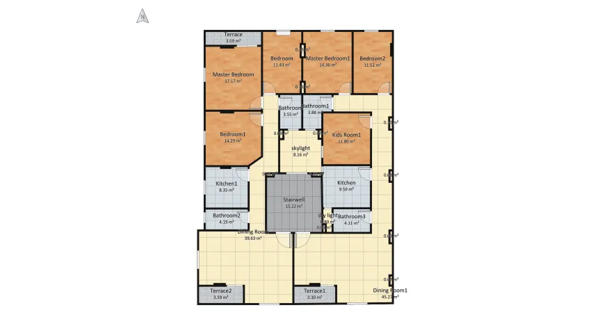 flat592 corner floor plan 140.89