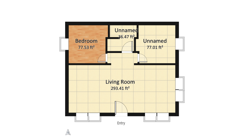 Small Modern Traditional Apartment floor plan 45.01