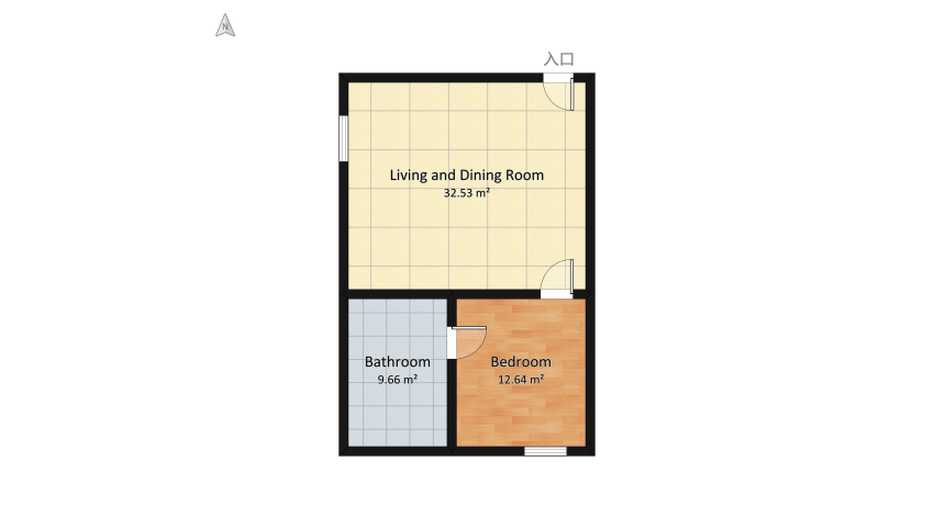 Two-room apartment for couple floor plan 60.99