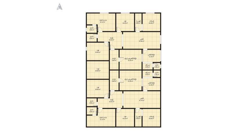 شقتين مساحة 26×17 floor plan 1733.77