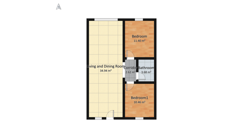 Modest Bachelor Flat floor plan 71.56