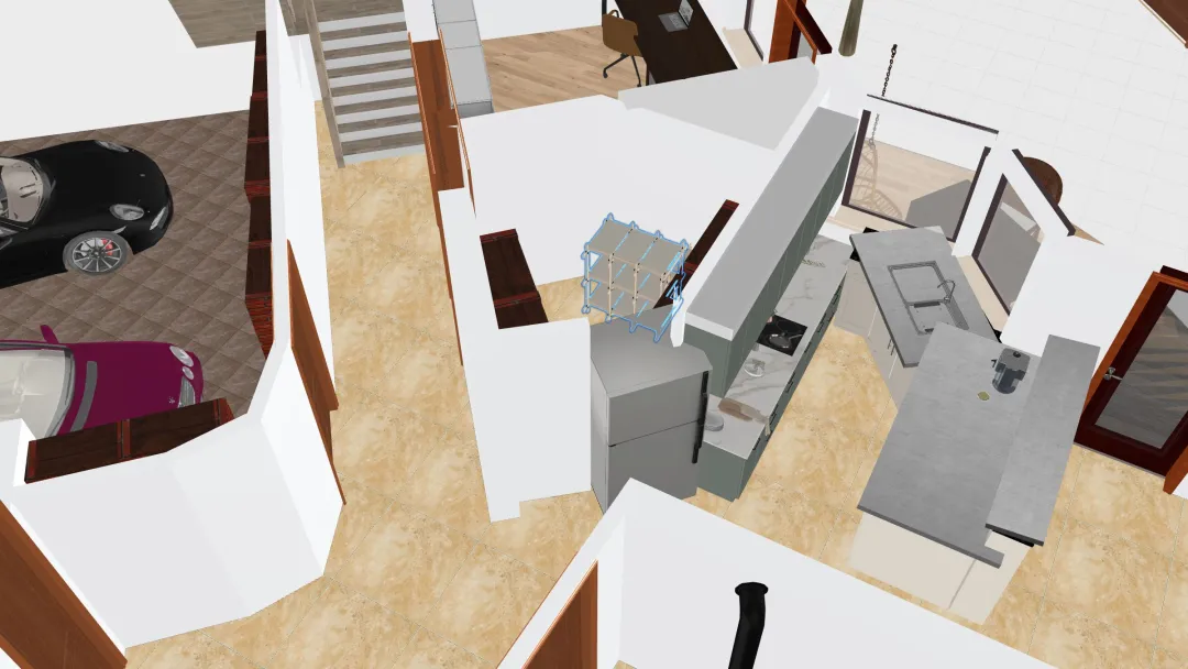 Spejz és konyha fala áthelyezve 3d design renderings