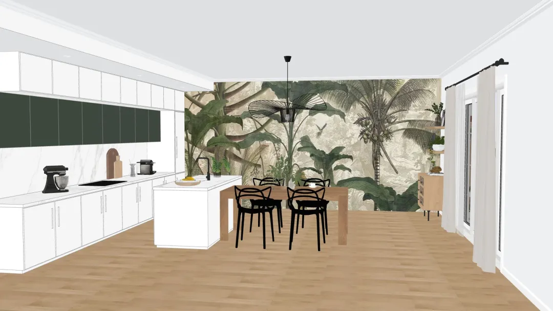 CI JUNGLE Cuisine blanche 3d design renderings
