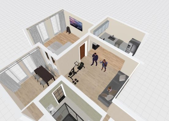 16-Modern Apartment Empt Room_copy Design Rendering