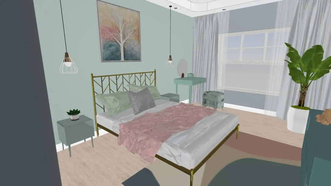 salon z wykuszem i sypialnia 3d design renderings