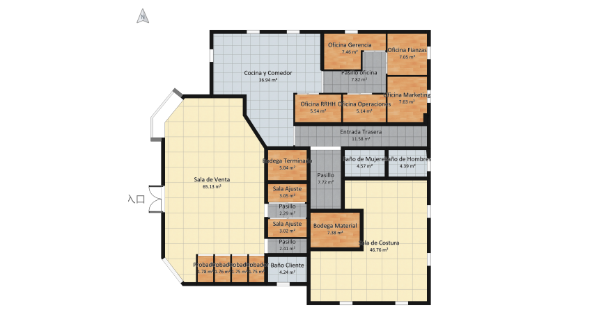 Sala Ventas, costura y oficinas floor plan 208.51