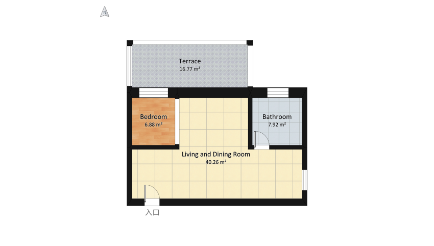 One and a half room apartment floor plan 71.83