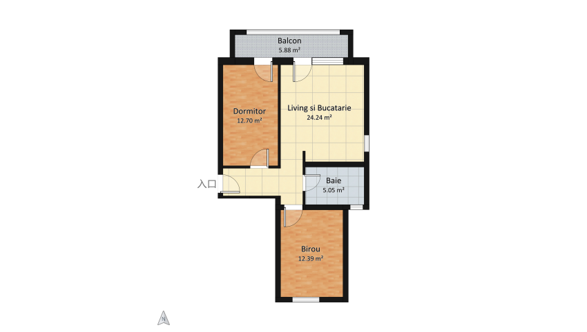Living and kitchen 2 in one  floor plan 60.28