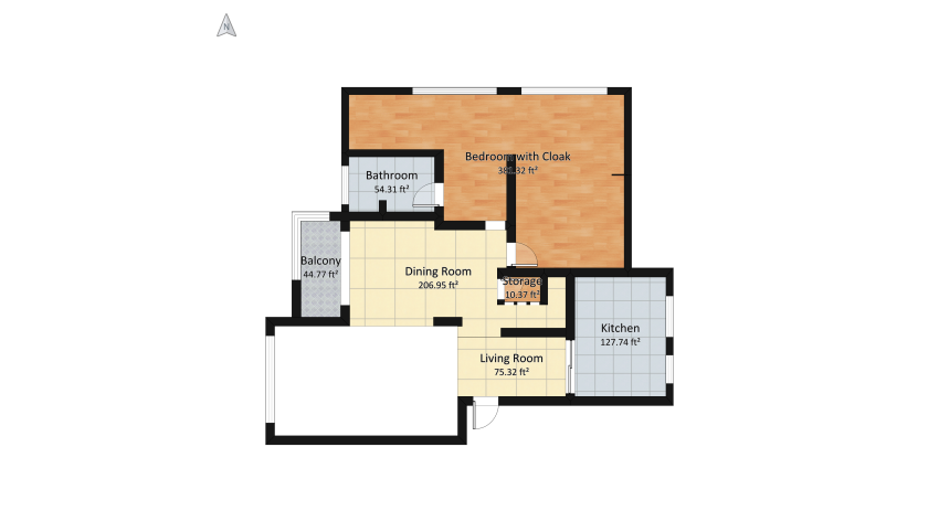 Sunken Ground Living Room floor plan 243.26